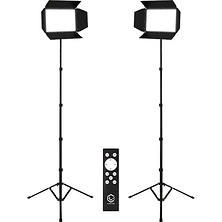 Studio Panel LED Bi-Color 2-Light Kit with Barndoors and Stands Image 0