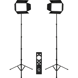 Studio Panel LED Bi-Color 2-Light Kit with Barndoors and Stands