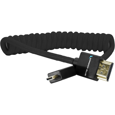 Coiled Micro-HDMI to HDMI Cable (12 to 24 in., Raven Black) Image 0