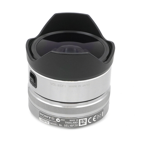 E 16mm f/2.8 Lens with Sony VCLECF1 Fisheye Conversion Lens Silver - Pre-Owned Image 0