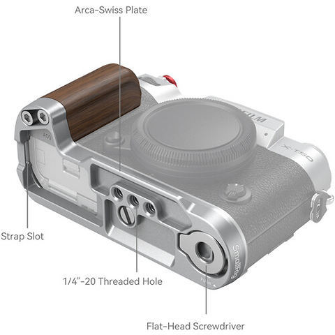 Wooden L-Shape Grip for Fujifilm X-T50 (Silver) Image 4