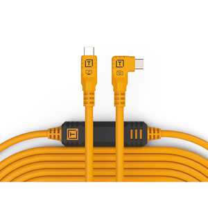 TetherPro USB-C Straight to Right-Angled Cable (31 ft., High Visibility Orange)