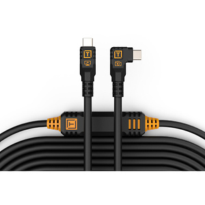 TetherPro USB-C Straight to Right-Angled Cable (31 ft., Non-Reflective Black)