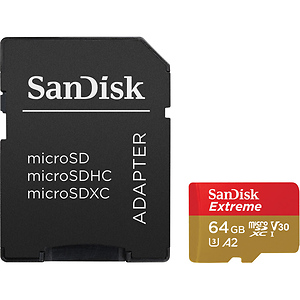 64GB Extreme UHS-I microSDXC Memory Card with SD Adapter