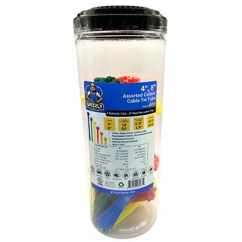 4 in., 8 in. Assorted Colors Cable Tie Tube (605 pieces) Image 0