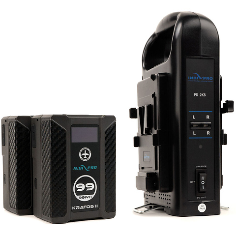 2 x Kratos 99Wh V-Mount Li-Ion Batteries and Dual V-Mount Charger Kit Image 0
