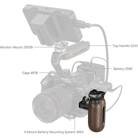 Wooden Side Handle with 1/4 in.-20 Screw Mounts Image 5