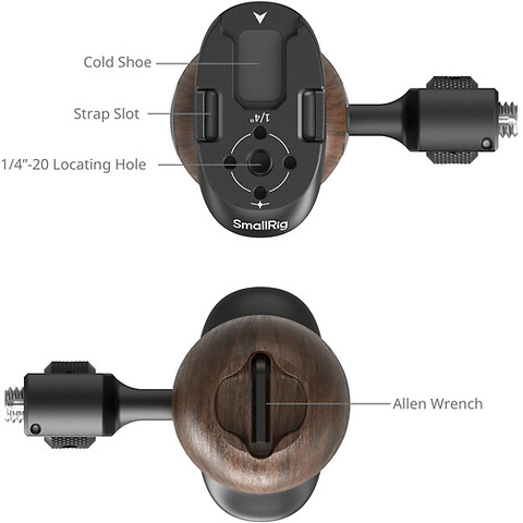 Wooden Side Handle with Two-in-One 1/4 in.-20 and 3/8 in.-16 Screw Image 3