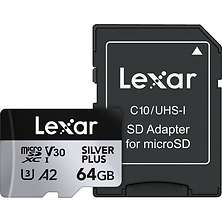 64GB Professional SILVER PLUS UHS-I microSDXC Memory Card with SD Adapter Image 0