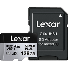 128GB Professional SILVER PLUS UHS-I microSDXC Memory Card with SD Adapter Image 0