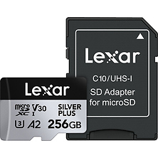 256GB Professional SILVER PLUS UHS-I microSDXC Memory Card with SD Adapter Image 0