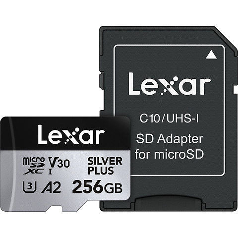 256GB Professional SILVER PLUS UHS-I microSDXC Memory Card with SD Adapter Image 0