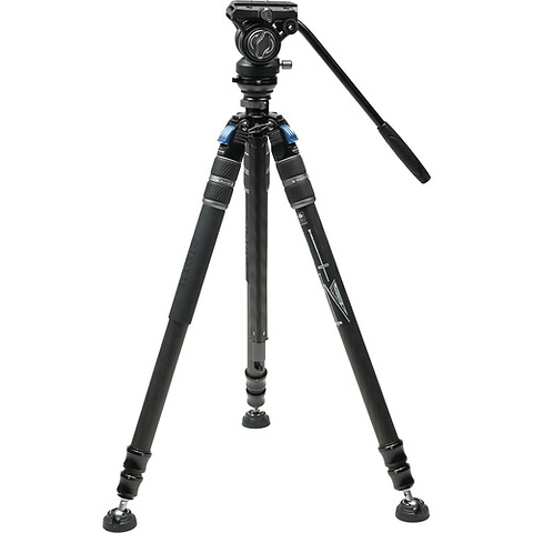 SVS60+S3 One-Step Height-Adjustment Carbon Fiber Video Tripod Kit Image 1