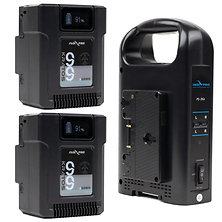 2x Kratos 99Wh Gold Mount Li-Ion Batteries & Dual Battery Charger Kit Image 0
