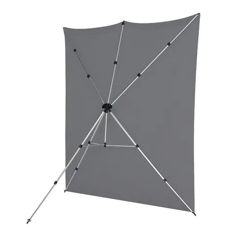 8x8' X-Drop Pro Wrinkle-Resistant Backdrop Kit w/Stand, Neutral Gray - Pre-Owned Image 0