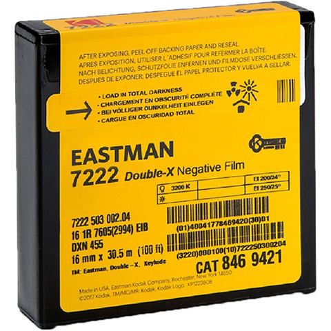 Eastman Double-X Black-and-White Negative Film 7222 (16mm, 100 ft. Roll, Single Perf) Image 0