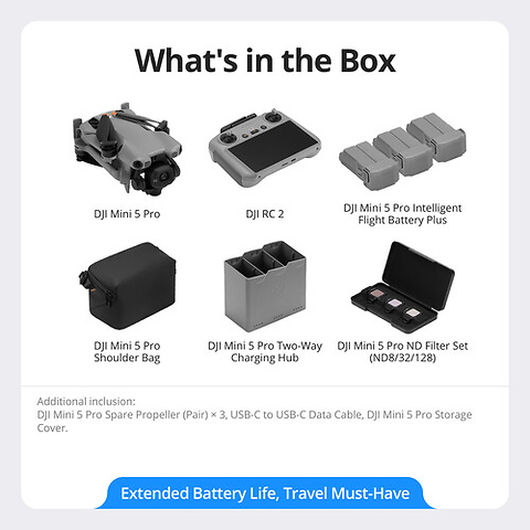 Mini 5 Pro Drone with RC2 Fly More Combo Plus Image 11