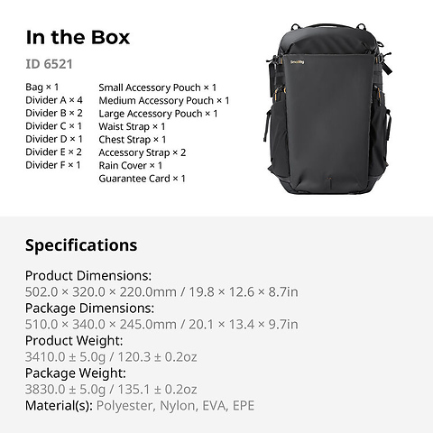Professional Outdoor Backpack (Black, 25L) Image 11