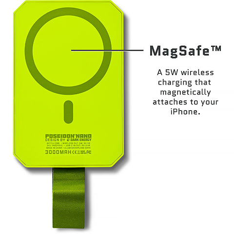 Poseidon Nano Power Bank (3000mAh, Hi-Vis Green) Image 3