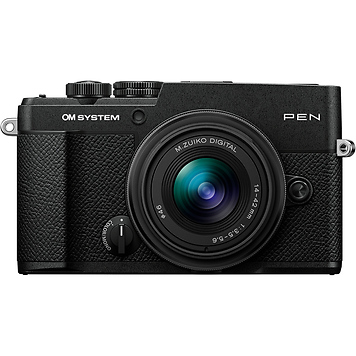 PEN Mirrorless Camera with 14-42mm III and 40-150mm R Lenses (Black)