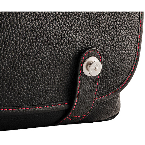 Edward Camera Bag (Full-Grain Leather, Black with Red Stitching) Image 4