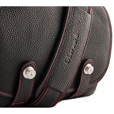 Edward Camera Bag (Full-Grain Leather, Black with Red Stitching) Image 5