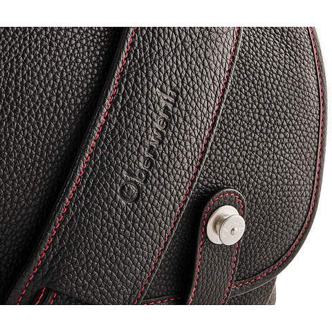 Edward Camera Bag (Full-Grain Leather, Black with Red Stitching) Image 7