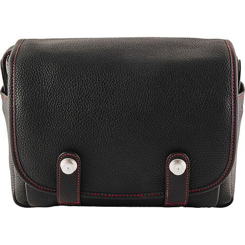 Edward Camera Bag (Full-Grain Leather, Black with Red Stitching) Image 2