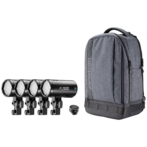 FJ100 100Ws Off-Camera Strobe with FJ-T1 M Multi-Brand Trigger (4-Light Backpack Kit) Image 0