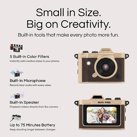 Mini Pro Digital Camera (Gold/Brown) Image 3