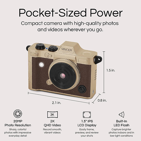 Mini Pro Digital Camera (Gold/Brown) Image 2