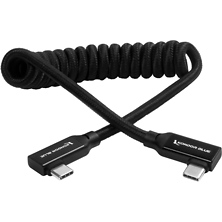 12 to 24 in. Coiled USB-C Right Angle Braided Cable (Black) Image 0