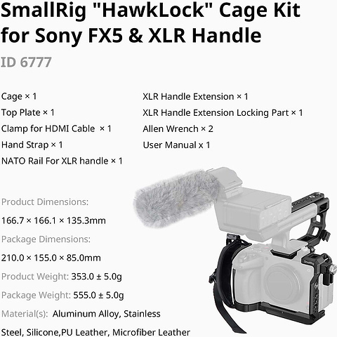 Hawklock Cage Kit for Sony FX5 and XLR Image 5