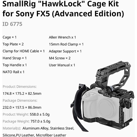 Hawklock Cage Kit for Sony FX5 (Advanced Edition) Image 5